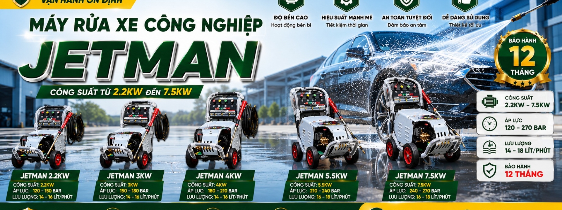 Máy rửa xe công nghiệp áp lực cao jetman 