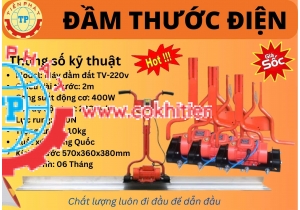 Đầm Thước Điện TV-220V – Làm Phẳng Bê Tông Hiệu Quả, Tiết Kiệm Công Sức