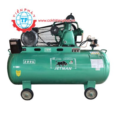 Máy nén khí dây đai Jetman 200L-4HP (áp suất 12Kg/cm2)