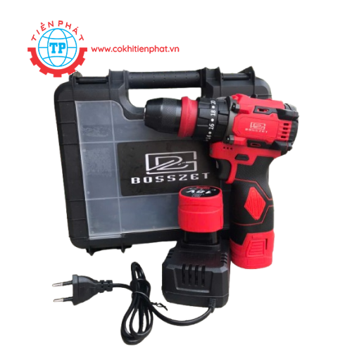Máy khoan vặn vít dùng Pin Bosszet đầu 10 màu đỏ (Pin cắm )